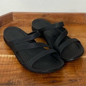 Crocs Kadee II Black Slide Comfort Casual Flip Flops Sandals Size 9 Womens